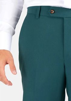 Boldly refined and fashion forward, the Diamantia Teal Stretch Pants are crafted from unique stretch cotton fabric for extra comfort in an eye-catching and polished color that's sure to get attention. Classic Green Stretch Bottoms, Fitted Green Chinos, Fitted Green Tapered Leg Chinos, Fitted High-waisted Cotton Chinos, High-waisted Cotton Chinos, Formal Stretch Green Pants, Green Tapered Leg Elastane Pants, Green Fitted Tapered Leg Bottoms, Fitted Green Cotton Dress Pants