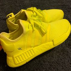 Adidas Nmd R1 Solar Yellow. Worn Once. Size 8.5 Women Or 7 Youth. Adidas Yellow, Adidas Nmd R1, Nmd R1, Adidas Nmd, Shoes Adidas, Adidas Shoes, Green Yellow, Adidas Women, Womens Shoes Sneakers