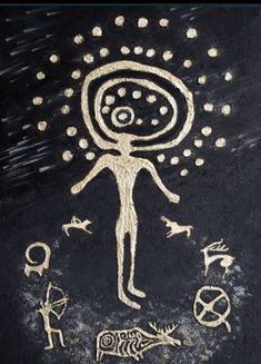 an image of a person with many symbols on it