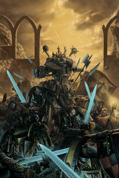 an image of warhammers in battle with swords