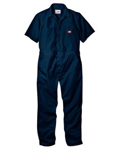 5.0 oz., 65/35 polyester/cotton poplin; Stain & wrinkle resistant; Heavy duty nylon two-way front zipper; Large back pockets, chest pockets & two lower pockets with watch pocket; Elastic waist inserts at sides Mechanic Clothes, Dickies Style, Work Coveralls, Dickies Shorts, Cotton Poplin Fabric, Lightweight Shorts, Unisex Jacket, Dark Navy Blue, Dark Navy