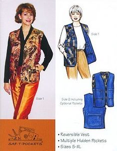 a women's vest and pants sewing pattern from the book, shopper's vest