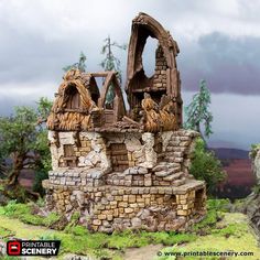 an old building made out of rocks and wood