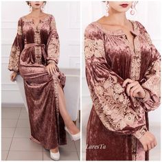 Velvet Kaftan, Plus Zise, Crushed Velvet Dress, Embroidered Velvet, Moroccan Dress, Caftan Dress, Nursing Dress