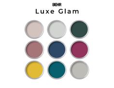 six different colors of paint with the words behrr luke glam