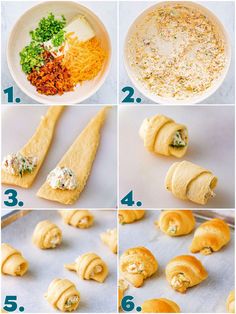 the steps to make rolls with cheese and other ingredients