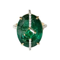 A very gorgeous and beautiful, modern style, Emerald Engagement Cocktail Ring set in 18K Gold & natural Diamonds. The combined weight of the Emeralds is 11.50 carats. The Emeralds are completely natural, without any treatment and is of Zambian origin. The weight of the Diamonds is 0.31 carats. Net 18K Gold weight is 5.48 grams. The Gross weight of the Ring is 7.84 grams. The dimensions of the Ring are 2.30cm x 1.30cm x 1.00cm (L x W x D). The Ring is made in US Size 6 and can be changed on reque Zambian Emerald, Emerald Engagement, Emerald Gemstone, Zambia, Jewelry Rings Engagement, Diamond Clarity, Cocktail Ring, Diamond Gemstone, Ring Verlobung