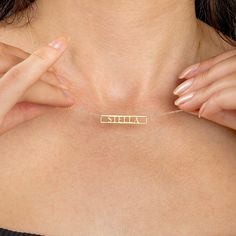 "Rectangle Name Necklace, Custom Rectangle Necklace, Script Plate Name Necklace, Hollow Plate Name Necklace, 18k Gold Jewelry, Christmas Gift Please take a look my store to see our handmade custom name necklace and letter necklace collection. https://www.etsy.com/shop/NisPersonalized?ref=seller-platform-mcnav Introducing our elegant \"Rectangle Name Necklace\" - a beautifully personalized piece that allows you to wear your name or a loved one's name in a stylish and contemporary way. This neckla Elegant Rectangular Bar Necklace As Gift, Elegant Rectangular Bar Necklace For Gift, Elegant Rectangular Bar Necklace Gift, Elegant Name Necklace With Rectangular Pendant, Elegant Rectangular Pendant Name Necklace As Gift, Elegant Rectangular Pendant Name Necklace For Gift, Gift Rectangular Bar Necklace, Minimalist Rectangular Name Necklace For Gifts, Minimalist Rectangular Name Necklace As Gift