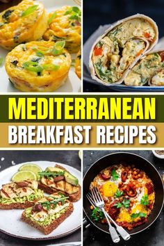 collage of mediterranean breakfast recipes with text overlay