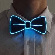 The perfect Reception Tie. Get your whole group in on the fun with these Party Ties The light up tie. This tie is for the most fun loving person in the room! Have a blast dancing with your own personal LED bow tie. This tie is the perfect gift for the fun bow tie wearing guy for any occasion It is so festive! This tie wraps around the neck with an easy to hide battery pack that keeps you the star of the room all night long. You control the light whether you want it on, blinking or off for the ni Battery Powered Light, El Wire, Wedding Party Decorations, Mens Bow Ties, Tie Colors, Tie Set, White Bow, Blue Bow, Purple Fashion