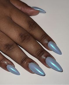 Nails Crome Blue, Winter Nails Chrome, Blue Chrome Winter Nails, Blue Chrome Snowflake Nails, Nails Chrome, Winter Nails, Nails