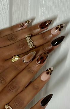 Autumn Nail Inspo, Cheetah Print Nails, Autumn Nail, Colored Acrylic Nails, Print Nails, Classy Acrylic Nails, Crazy Nails, Nails Only, Glam Nails