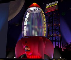 an animated image of a space shuttle on stage