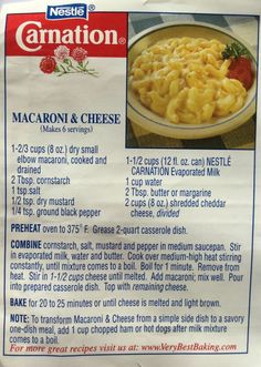 a close up of a menu for macaroni and cheese