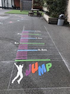 an image of a painted street with the words jump on it