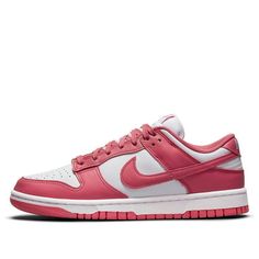 Whether you’re hitting the hardwood or just wanting a casual sneaker to rock on the weekends, the Nike Women’s Dunk Low is a versatile choice. Made with a leather upper in a classic two-tone color scheme, this shoe also features perforations in the toe box for breathability, a padded mesh collar and a nylon tongue. An embroidered Nike wordmark adds a touch of branding, while the rubber cupsole provides cushioning and traction. Choose from several different colors to suit your style. (SNKR/Skate/Light/Low Top/Women's/Wear-resistant) Nike Leather Basketball Shoes With Vulcanized Sole, Leather Low-top Sneakers For Skateboarding, Nike Modern Custom Sneakers With Gum Sole, Modern Nike Custom Sneakers With Gum Sole, Nike Low-top Leather Skate Shoes, Custom Leather Sneakers With Boost Midsole For Skateboarding, Nike Custom Low-top Sneakers With Perforated Toe Box, Nike Skateboarding Sneakers With Perforated Toe Box, Pink Sneakers With Boost Midsole For Skateboarding