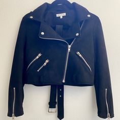 Beautiful Faux Suede Moto Jacket. Slim And Slightly Cropped Fit Never Worn, Perfect Condition Casual Suede Fitted Biker Jacket, Cropped Biker Outerwear With Zipper Closure, Biker Cropped Jacket With Zipper Closure, Faux Suede Moto Jacket, Moto Jacket, Faux Suede, Jackets & Coats, Jackets For Women, Women Shopping