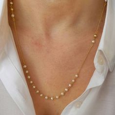 Pearl Rosary Necklace made of dainty white freshwater pearls. White Rosary Necklace made of high-quality 925 Silver materials and Freshwater Pearls. Classy necklace for both everyday or special looks. Ideal birthday or Christmas gift. Message us for more rosary color options! The length of the necklace is 17 inch. / It can be adjusted upon request.  Find similar necklaces here: https://www.etsy.com/listing/1285472970/green-rosary-necklace-14k-gold-filled?click_key=51c2eed7adcad021f53bb6f49e04b5c Black Rosary Necklace, Green Rosary, White Rosary, Black Rosary, Rosary Beads Necklace, Classy Necklace, Natural Pearl Necklace, Pearl Rosary, White Pearl Necklace