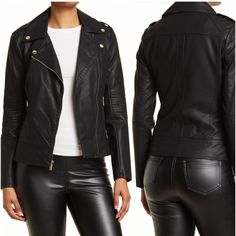 Nwt Guess Faux Leather Assymeyrical Biker Jacket. Size L. Tailored From Textured Faux Leather With A Goldtone Zip And Studded Detail. Notch Collar, Long Sleeves, Asymmetrical Zip Front, Side Zip Pockets, Fully Lined Shell: 100% Polyurethane, Shell 2: 100% Rayon Lining: 100% Polyester, Machine Wash. Body Length: 23.5" Sleeve Length: 24.5" Pit To Pit: Approx 18" Flat (36" Circumference) Hem Width: Approx 20" Flat No Defects. Fitted Faux Leather Moto Outerwear, Fitted Moto Outerwear In Faux Leather, Fitted Leather Jacket With Side Zipper For Spring, Fitted Fall Outerwear With Side Zipper, Fitted Outerwear With Side Zipper For Fall, Trendy Fitted Outerwear With Side Zipper, Casual Fitted Biker Jacket With Side Zipper, Fitted Casual Outerwear With Side Zipper, Casual Fitted Biker Jacket With Asymmetrical Zip