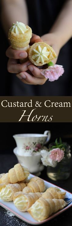 custard and cream hearts on a plate with flowers