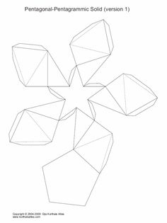 an origami pattern with four pentagons in the middle and one on top