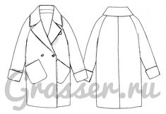 Coat, pattern №440 купить on-line, цена Oversize Coat Pattern, Parka Pattern Sewing, Parka Pattern, Duster Coat Pattern, Coat Technical Drawing, Trench Coat Flat Sketch, Cocoon Coat Pattern, Safety Pins Fashion, Clothing Templates