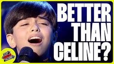 a young boy singing into a microphone with the words better than cline?