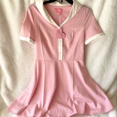 Sugar Thrillz Pink Retro Dress Size: Small Nwt Plus Size Pink Short Dress, Culture Candy Dresses, Cute A-line Fitted Dress, Cute A-line Daywear Dresses, Cute Fitted Vintage Dress With Short Sleeves, Pink Fitted Casual Vintage Dress, South Dress, Mermaid Dress Costume, Outfits With Mini Skirts