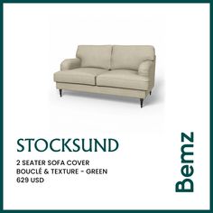 two seater sofa cover boucle and texture green