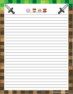 an image of a notepad with the words minecraft and two pigs on it