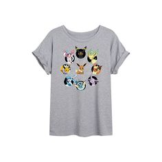 a t - shirt with pokemon pictures on the front and back, all in different colors