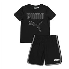 Puma 2pc Little Boys Performance T-Shirt & Short Set Size 4 Sporty Graphic Print Playwear Set, Sporty Graphic Print Sets For Playwear, Sporty Playwear Set With Graphic Print, Black Graphic Print Playwear Sets, Black Graphic Print Sets For Playwear, Sporty Graphic Print Sets For Sports, Sporty Graphic Print Sports Sets, Sporty Black Sets With Graphic Print, Black Sporty Sets With Graphic Print