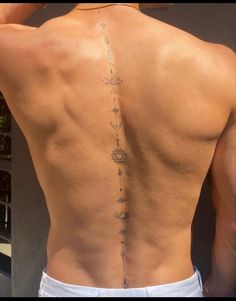 the back of a man with tattoos on his lower back