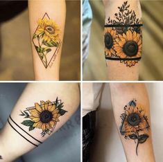 sunflower tattoo designs on both arms and legs