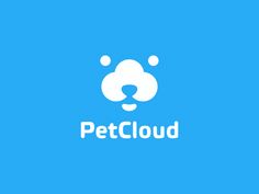 the logo for petcloud is shown on a blue background with white letters and an image of a dog's head