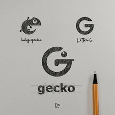 the logo for gecko is drawn on paper with a pencil and some type of marker