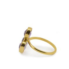 Handmade from 18-karat gold vermeil in our own workshops in Italy, this ring is set with a trio of amethyst stones that are believed to represent heighten intuition and promote healing. Understated and elegant, this piece from the 'Brio' collection is inspired by the typical bouganville plants adorning the narrow streets of the Sicilian island of Panarea. The ring's pale purple hues complementing practically everything whether styled with your daytime tailoring or evening outfits. Presented in i Luxury Gold Amethyst Ring With Bezel Setting, Luxury Gold Amethyst Promise Ring, Gold Amethyst Birthstone Ring With Bezel Setting, Gold Amethyst Promise Ring With Polished Finish, Gold Amethyst Ring With Polished Finish For Promise, Gold Open Amethyst Ring With Ethical Gemstones, Gold Amethyst Three Stone Ring As A Gift, Gold Three Stone Amethyst Ring Gift, Gold Amethyst Three Stone Ring Gift