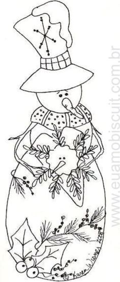 a black and white drawing of a snowman in a bag