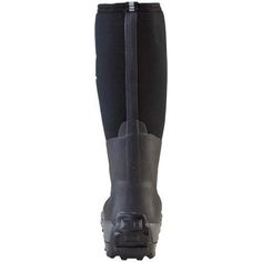 a pair of black rain boots on a white background