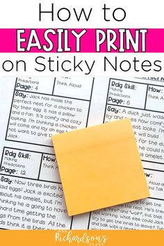 an easy printable sticky note with the title how to easily print on sticky notes