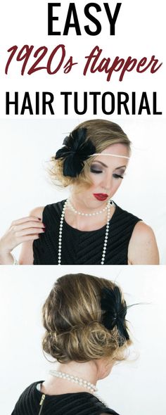 Easy Halloween Hair Tutorial - 1920s Flapper Flapper Hair Tutorial, 1920s Flapper Hair, Easy Halloween Hair, Gatsby Hairstyles For Long Hair, 1920s Makeup Tutorial, Flapper Makeup, 1920s Hair Tutorial, 20s Hair, Beach Waves Hair Tutorial