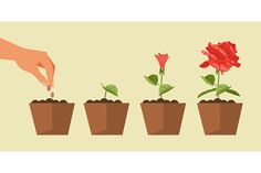 The process of planting and growth of plants. Gardening. Vector illustration Planting Illustration, Growth Illustration, First Year Of College, Hot Wheels Garage, Plant Vector, Environment Day, Mother's Day Photos, Hope Is, New Green