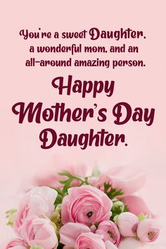 happy mother's day card with pink flowers