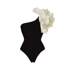 Make a bold and glamorous statement this swim season with our Exaggerated Ruffle Swimsuit in Black. Designed to accentuate your curves and exude confidence, this swimsuit is the perfect blend of fashion-forward style and poolside sophistication. This dramatic ruffle not only adds a touch of elegance and flair, but it also creates a visually stunning effect, drawing attention to your décolletage and highlighting your femininity. Fitted One-piece Swimwear For Evening, Chic Bodysuit For Swimming And Beach Season, Elegant Bodysuit For Sunbathing Beach Season, Elegant Black Swimwear For The Pool, Chic Fitted Swimwear With Lined Body, Black Summer Party Swimwear, Chic Summer Party Swimwear, Summer Evening Bodysuit, Black Beachwear Swimwear For Party