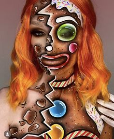 Christmas Characters Makeup, Christmas Character Makeup, Christmas Body Painting, Spooky Christmas Makeup, Christmas Special Effects Makeup, Crazy Christmas Makeup, Gingerbread Man Makeup, Christmas Sfx Makeup