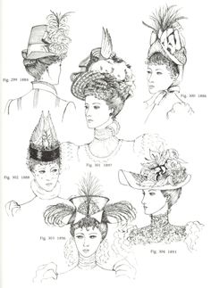 https://belleepoquecouture.wordpress.com/2012/01/03/hute-1880-1900/ Edwardian Era Fashion, Types Of Hats, Edwardian Style, Hat Ideas, Couture Vintage