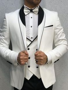 Ventura White Slim Fit Tuxedo – brabion Hoco Suits, Tie Chain, White Wedding Suit, Tuxedo Colors, Shawl Collar Tuxedo, Dinner Suit, Slim Fit Tuxedo, White Tuxedo, Suit Material