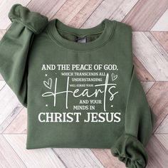 Introducing our Christian Clothing, Bible Verse Hoodie, Faith sweatshirt Religious Tshirt,Faith Tshirt,Groovy T-shirt,Women Christian gift 🕊 Thanks for choosing us. You are welcome to our Store. Our unisex Christian Sweatshirt, Christian Hoodie, and Christian T-shirt are made with love and devotion. Whether you're looking for a unique Christian gift for a loved one or something special for yourself, our Faith-inspired products are perfect. Shop Now for a unique blend of fashion and faith. 🛍️ ? Green Pre-shrunk Hoodie With Crew Neck, Green Pre-shrunk Crew Neck Hoodie, Inspirational Cotton Crew Neck Hoodie, Religious Tshirts, Religious Tshirt, Faith Sweatshirt, Catholic Tshirts, Faith Tshirts, Cute Shirt Designs