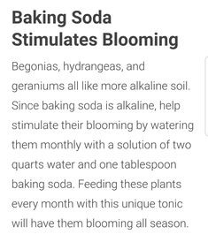 a recipe for baking soda with the words, cooking soda stimulators blooming