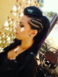 Braids On The Side Of Head, Braided Mohawk, Braided Mohawk Hairstyles, Ombre Hairstyles, Trendy We Fryzurach, Hair Colorful, Mohawk Braid, Viking Hair, Mohawk Hairstyles